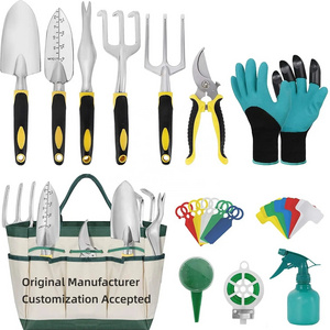 Factory Price High Quality 13 Pieces Heavy Duty Aluminum Alloy Ergonomic Garden Tools Set with Organizer Tote Bag