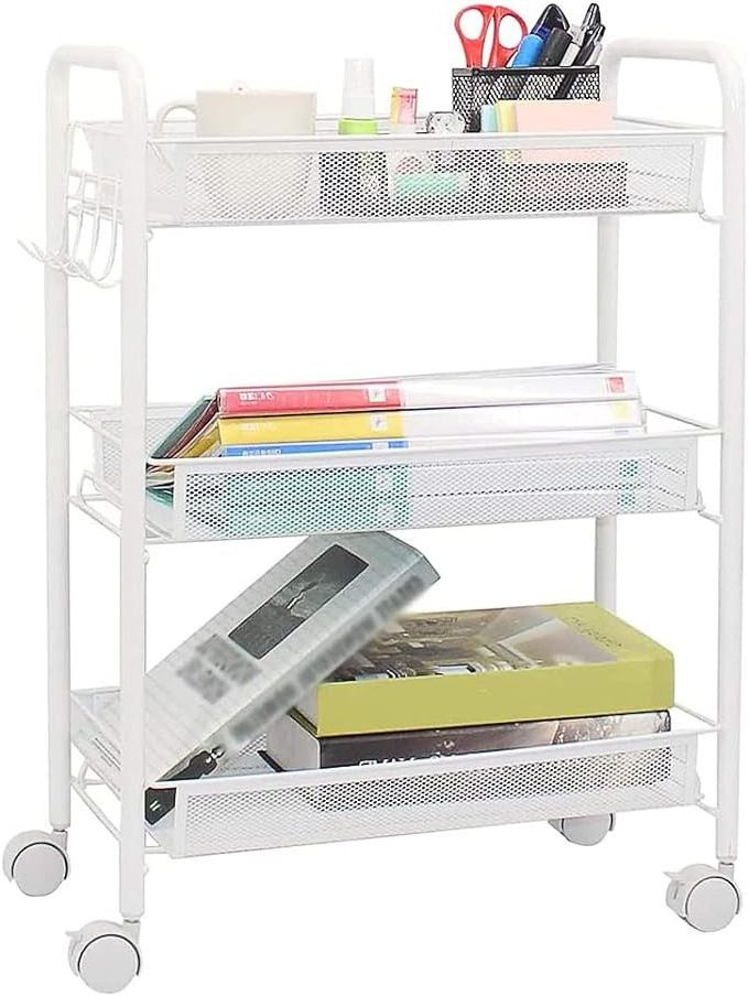 5-Tier Rolling Utility Storage Rack Cart on Wheels Trolley Craft cart Multi-Purpose Organizer Shelf Black