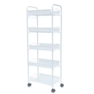 5-Tier Rolling Utility Storage Rack Cart on Wheels Trolley Craft cart Multi-Purpose Organizer Shelf Black