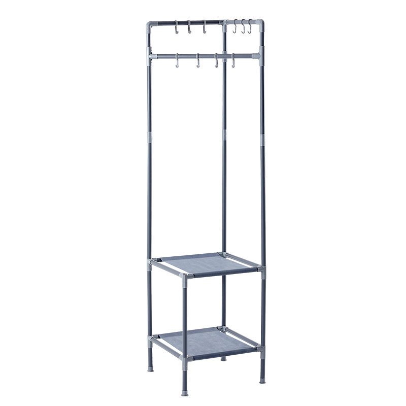 New style  Corner standing coat and hat  rack metal clothes rack  with 2 layer non-woven storage compartment