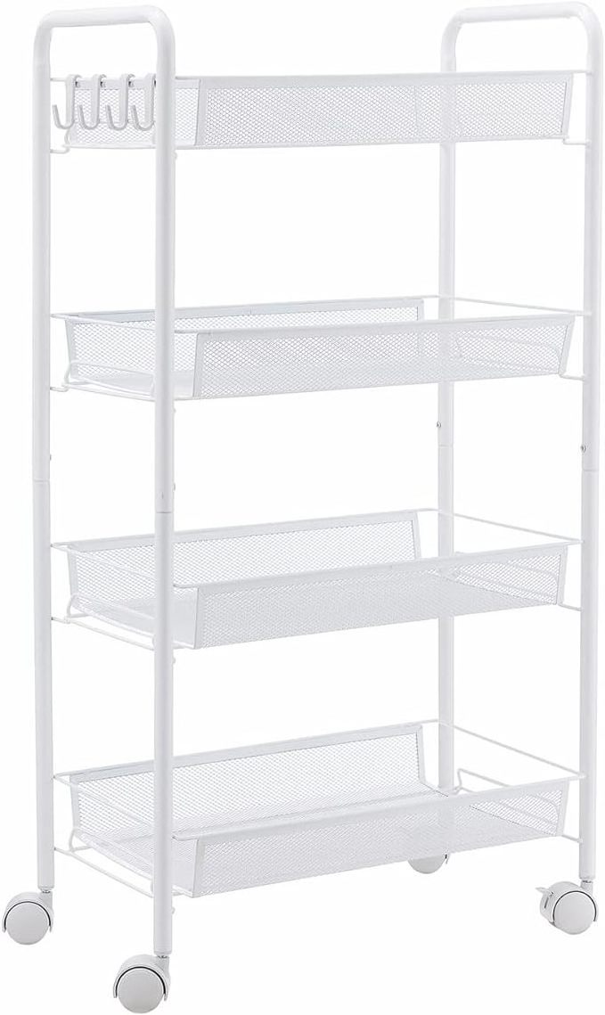 5-Tier Rolling Utility Storage Rack Cart on Wheels Trolley Craft cart Multi-Purpose Organizer Shelf Black