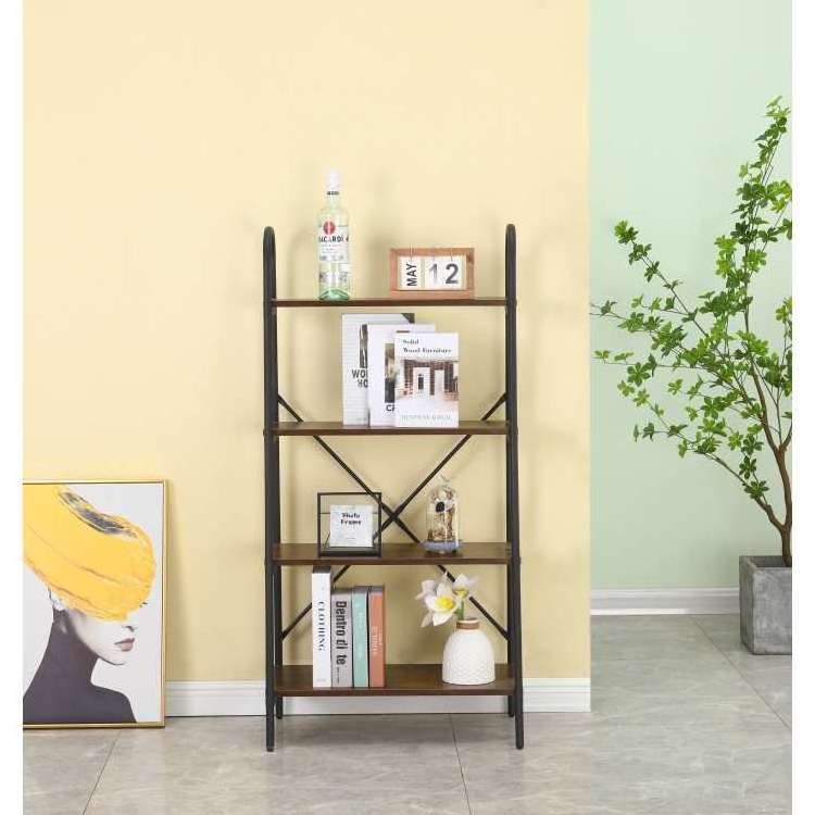 Wood Bookshelf Beautiful Bookcase Small Corner Office Shelf Home Use 4 Tiers Bookcase Standing Shelves