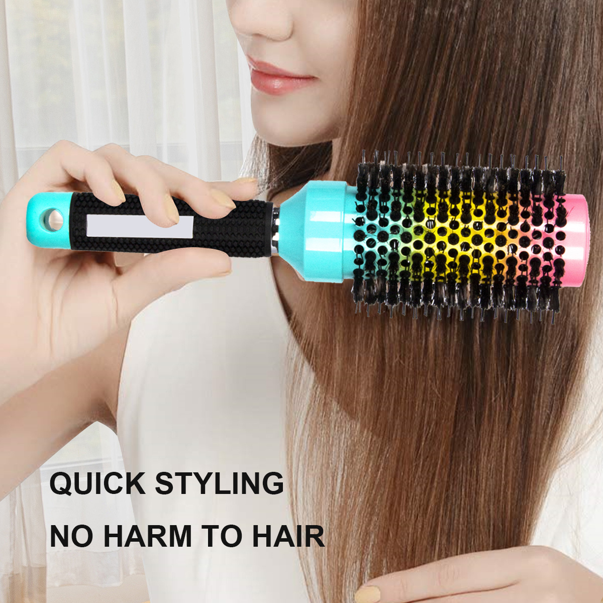 Hot selling Gradual Suit detangling ceramic round hair brush Wide Curved Vented Brush Wet Or Dry Hair Scalp Care Curling Comb