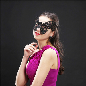 Adhesive Flower Lace Eye Mask For Woman Girl Garden Black Lace Costume Party Halloween Black Venetian Pretty Masquerade Mask