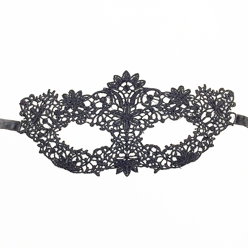 Adhesive Flower Lace Eye Mask For Woman Girl Garden Black Lace Costume Party Halloween Black Venetian Pretty Masquerade Mask