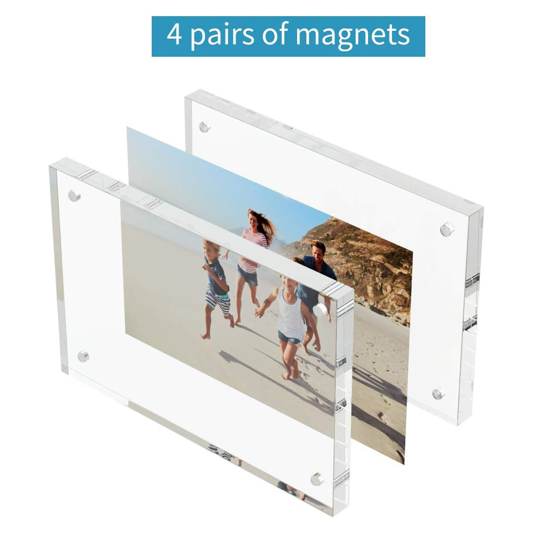 wholesale Customized Size Desktop Display Self Standing Frameless Clear Acrylic Magnetic Picture Photo Frame