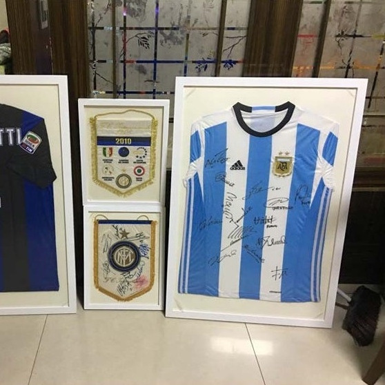 Customized Football Basketball Clothes Collection Wall-Mounted MDF High-End Jersey Display Frame