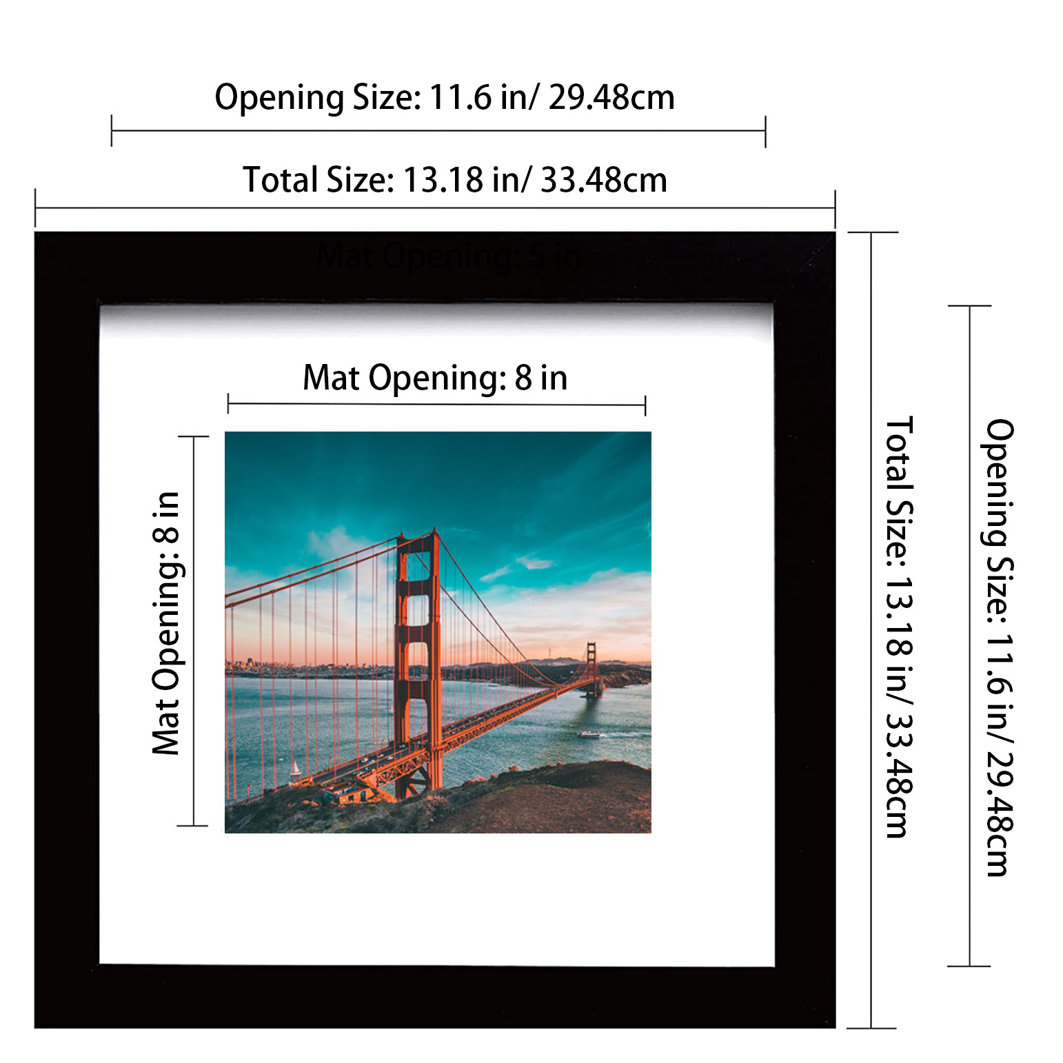 Wholesale Hot Sale 4x4 6x6 8x8 8X10 11X14 10x10 12x12 Home Decoration Photo Frames with Cushion MDF Black Square Picture Frame