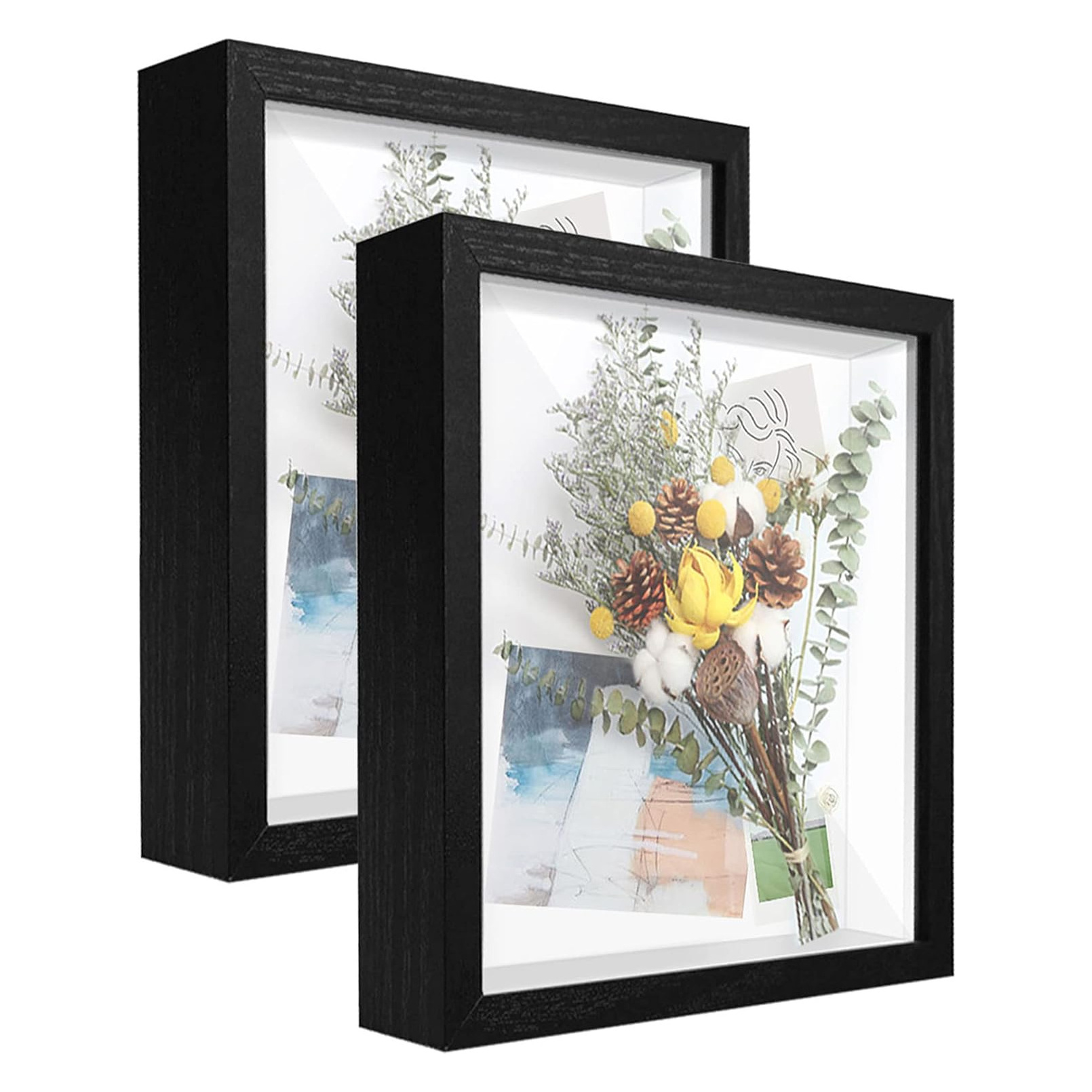 Custom Wood Black Shadow Box Picture Frame Wholesale Shadow Box Frames With Glass 3D Deep Shadow Box Frame Wooden