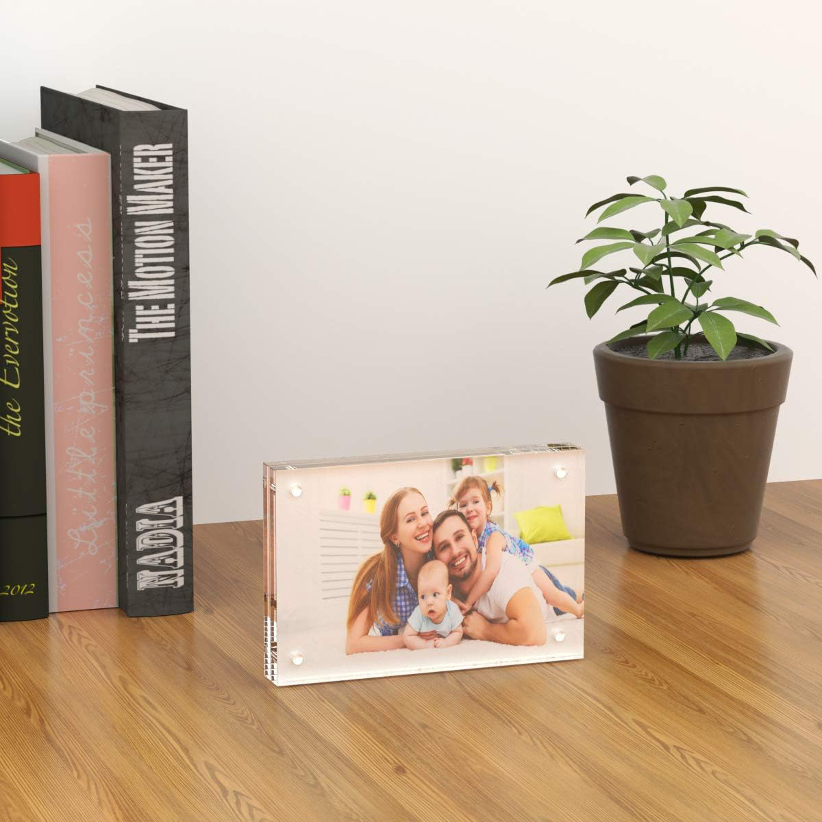 wholesale Customized Size Desktop Display Self Standing Frameless Clear Acrylic Magnetic Picture Photo Frame