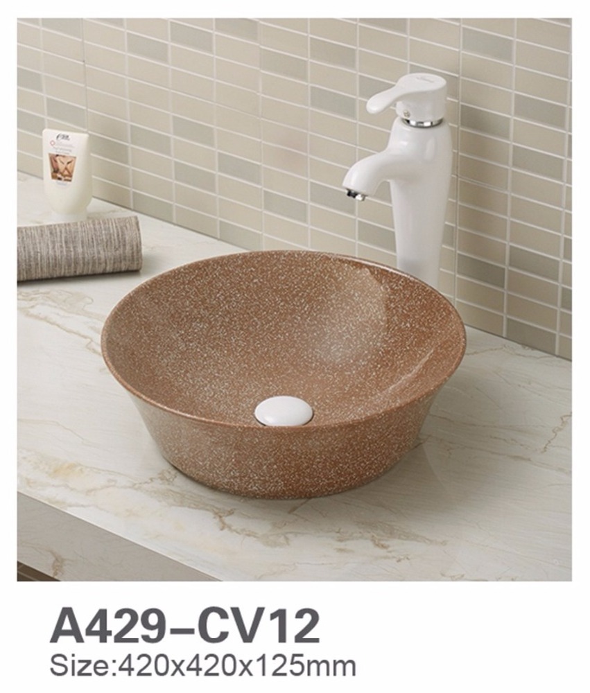 luxury sanitary ware coloured round circular shape wash face basin decoration bathroom china vessel sink round basin