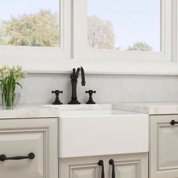 Farmhouse Sink Deep Single Bowl White Ceramic Porcelain Fireclay Apron-Front Kitchen Farm House Sink