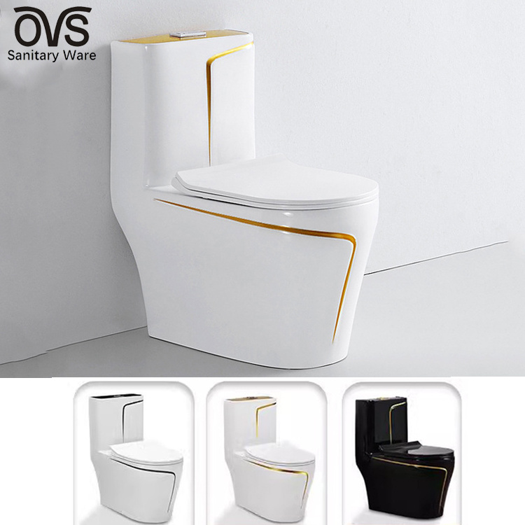 Ovs Cupc Inodoro Negro Luxury One Piece Ceramic Wc Water Closet Porcelain Gold Black Colored Toilets Bowl For Bathroom