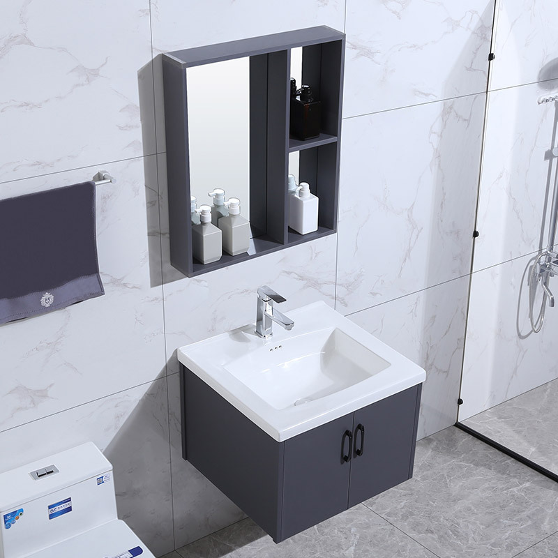 2021 Hotel Villa Project Single Sink Furniture Pvc Bathroom Hanging Cabinet With Wash Basin