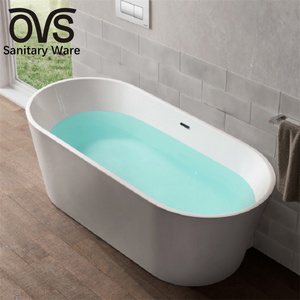 Modern Hotel Project Luxury White Acrylic Solid Surface Deep Soaking Modern Free Standing Bath Tub