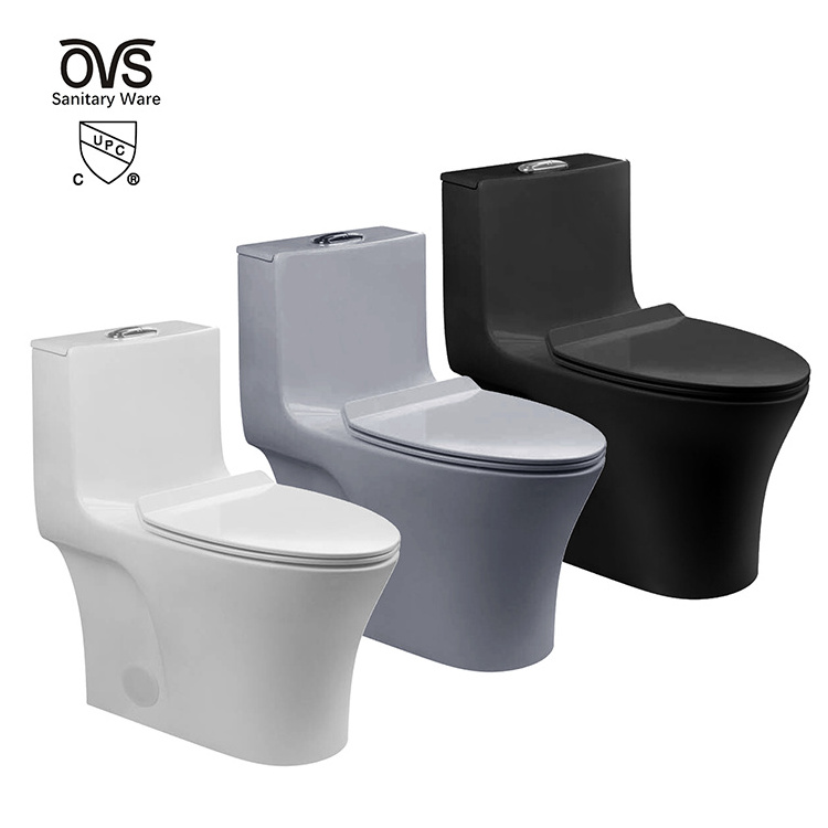 Ovs Cupc China Luxury Modern Ceramic Black Color Basins Water Closet Sanitary Ware One Piece Toilets Sink Bathroom Wc Toilet Set