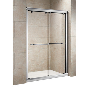 Factory Direct Hotel Tempered Glass Frameless Stainless Steel Sliding Shower Door Roller Bathroom Glass Shower Door