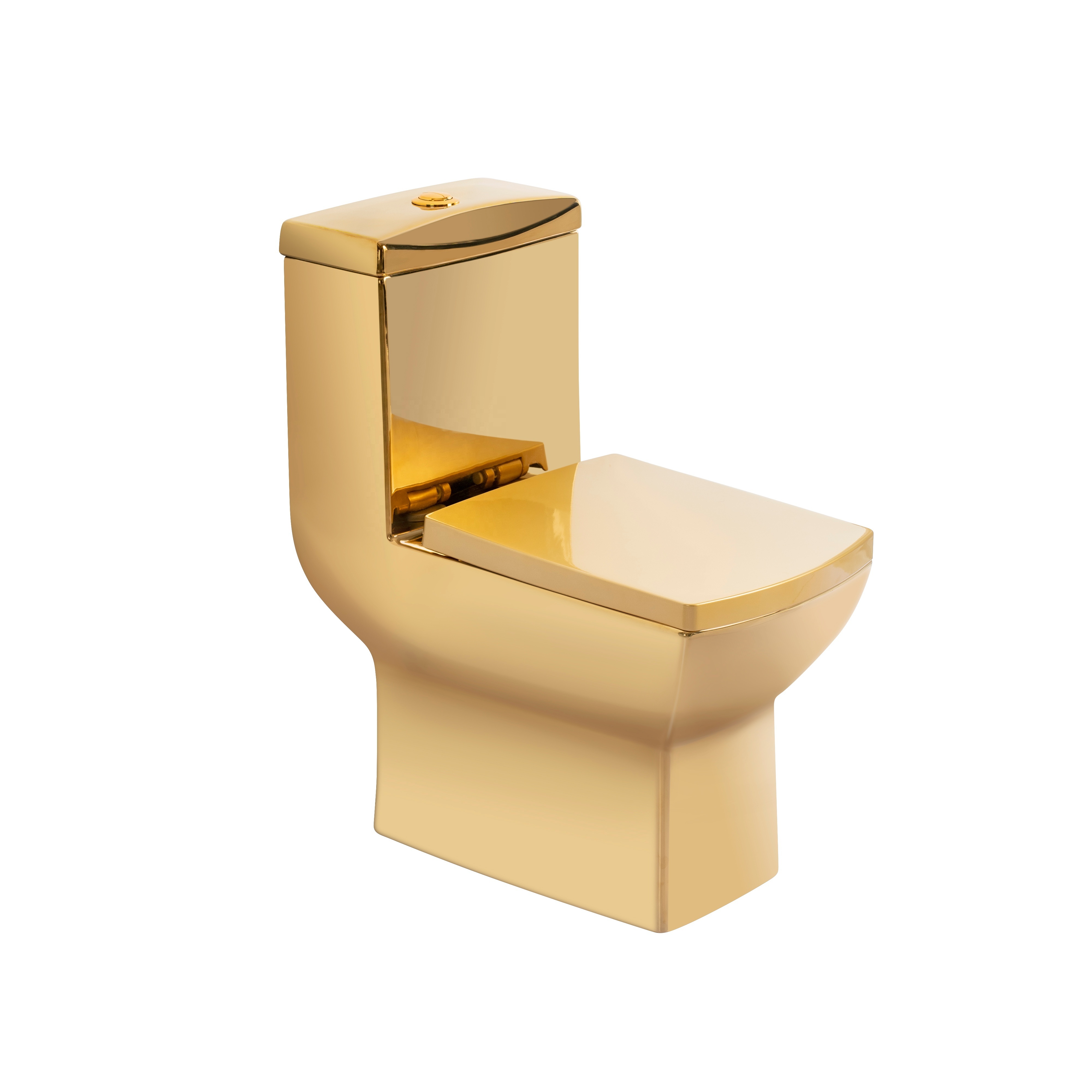 Chaozhou Sanitary Ware Luxury Pattern Pure Golden Color S-trap Commode Wc Electroplating One Piece Toilet