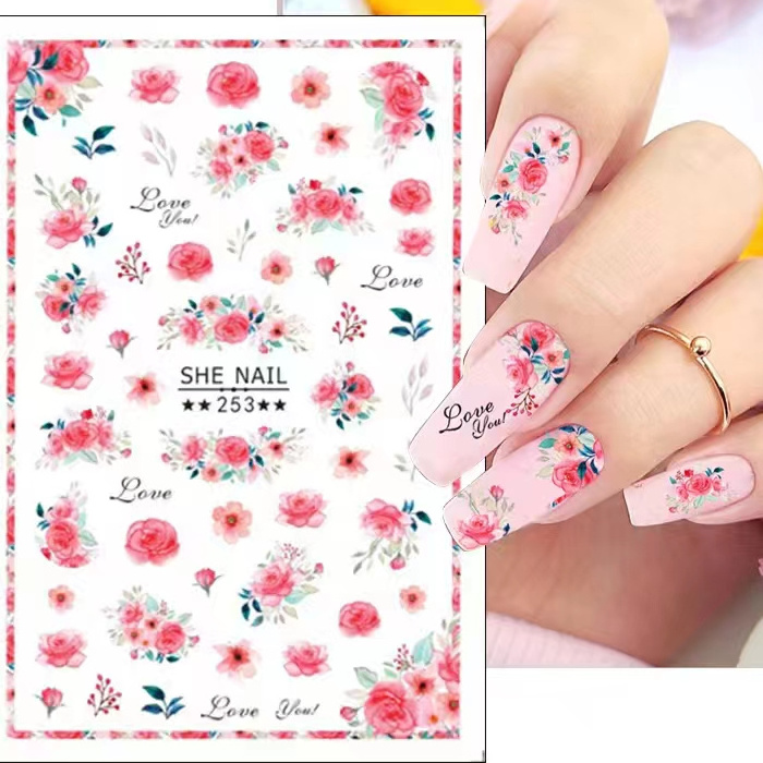 Retro Ancient Rose Flower Sticker Wraps Other Nail Supplies 3D Floral Blossoms Nail Art Tips  Korean Floral Nail Foil