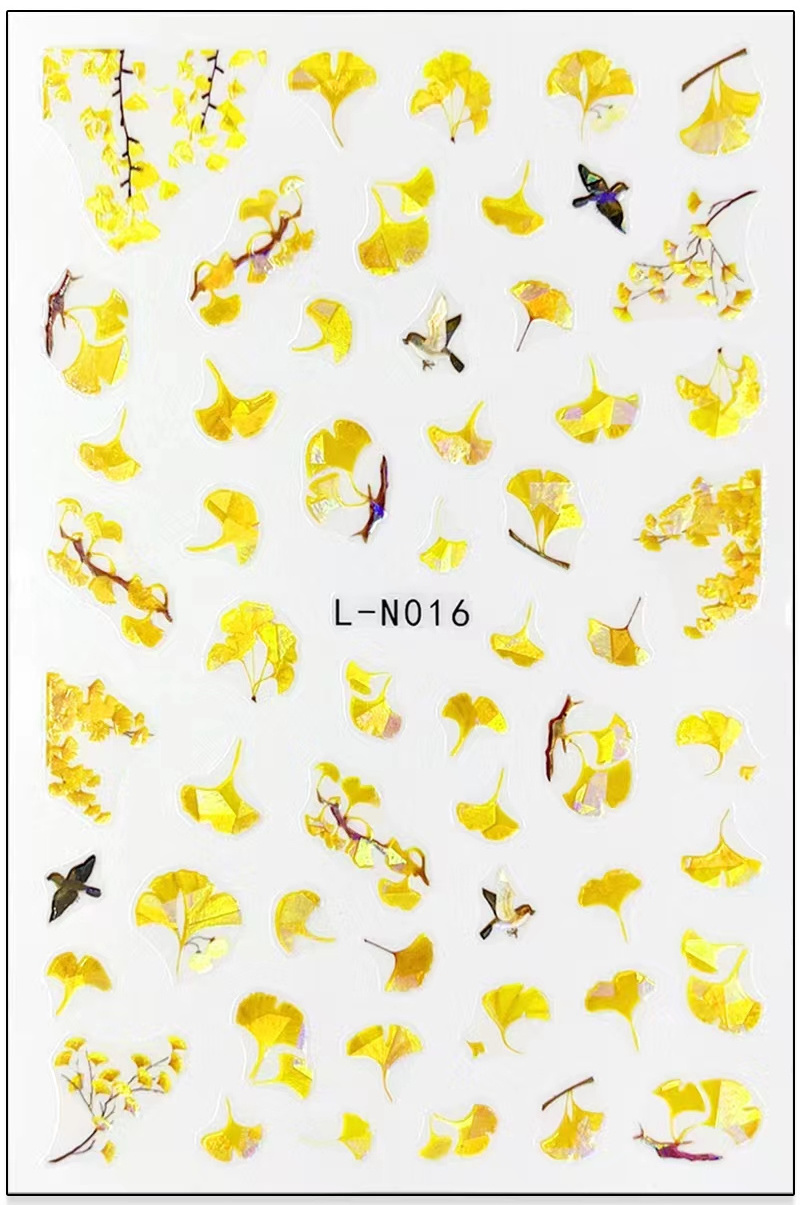 Autumn Theme Nail Sticker Maple Leaf Gold Fall Leaves 3D Nail Art Decals