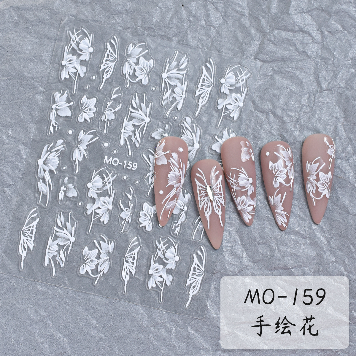 Custcom 3D/5D Spring summer flower Grass Nail Art Stickers Embossed Reliefs polish wraps adhesiveDIY Nail Decal Decorations