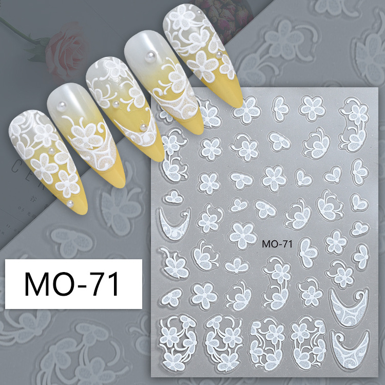 Custcom 3D/5D Spring summer flower Grass Nail Art Stickers Embossed Reliefs polish wraps adhesiveDIY Nail Decal Decorations