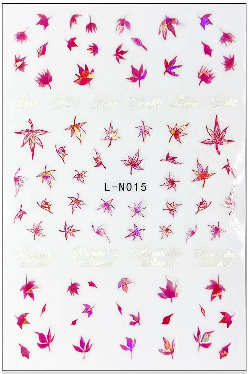 Autumn Theme Nail Sticker Maple Leaf Gold Fall Leaves 3D Nail Art Decals