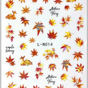 Autumn Theme Nail Sticker Maple Leaf Gold Fall Leaves 3D Nail Art Decals