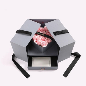 Factory Manufacturer Custom Logo Popular Luxury Packing Fancy Paper Flower Roses Shipping Slide Packaging Drawer Gift Box