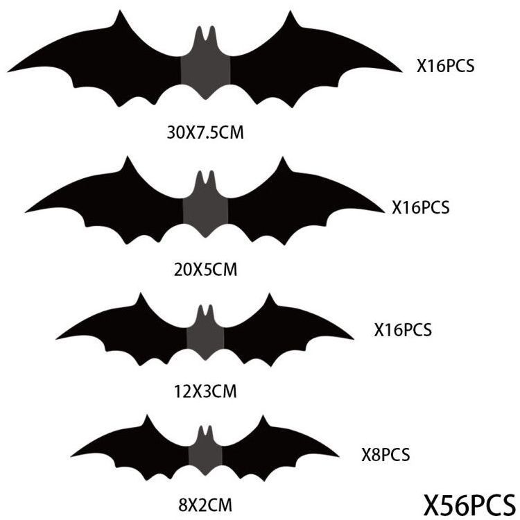 12PCS Halloween 3D Bats Decoration  Upgraded Realistic PVC Scary Black red Bat Sticker for Home Decor DIY