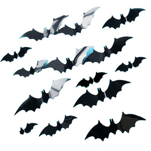 12PCS Halloween 3D Bats Decoration  Upgraded Realistic PVC Scary Black red Bat Sticker for Home Decor DIY