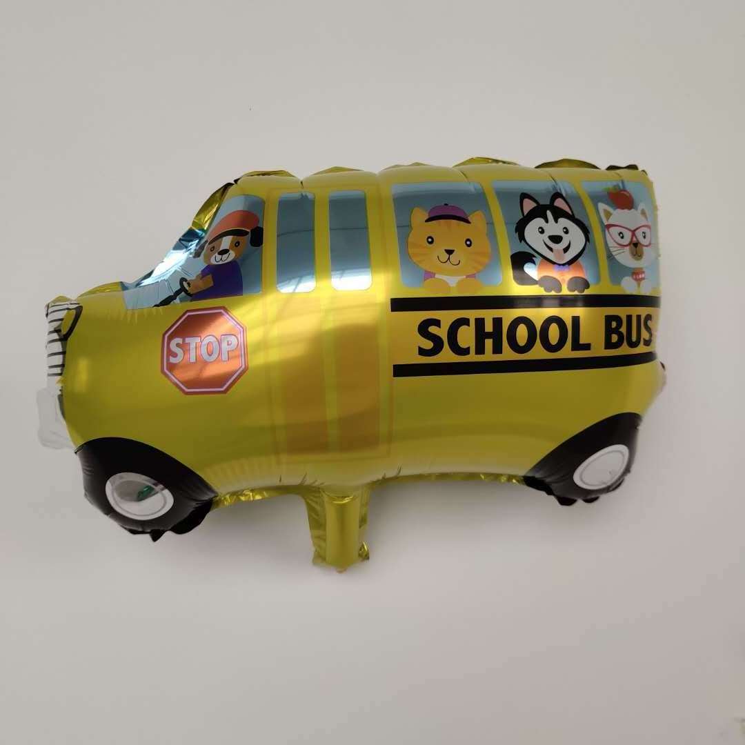 Hot sale mini cartoon Engineering tank train Policeman  car party School bus decoration aluminum balloon