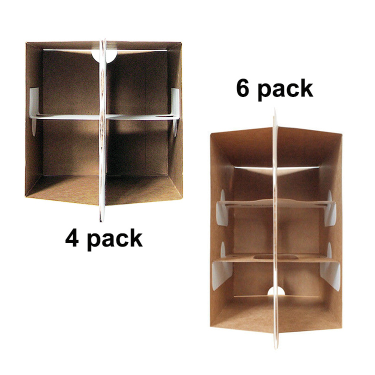 Eco-Friendly 3 4 6 8 bottle pack wine beer corrugated box carrier beer shipping box with handle