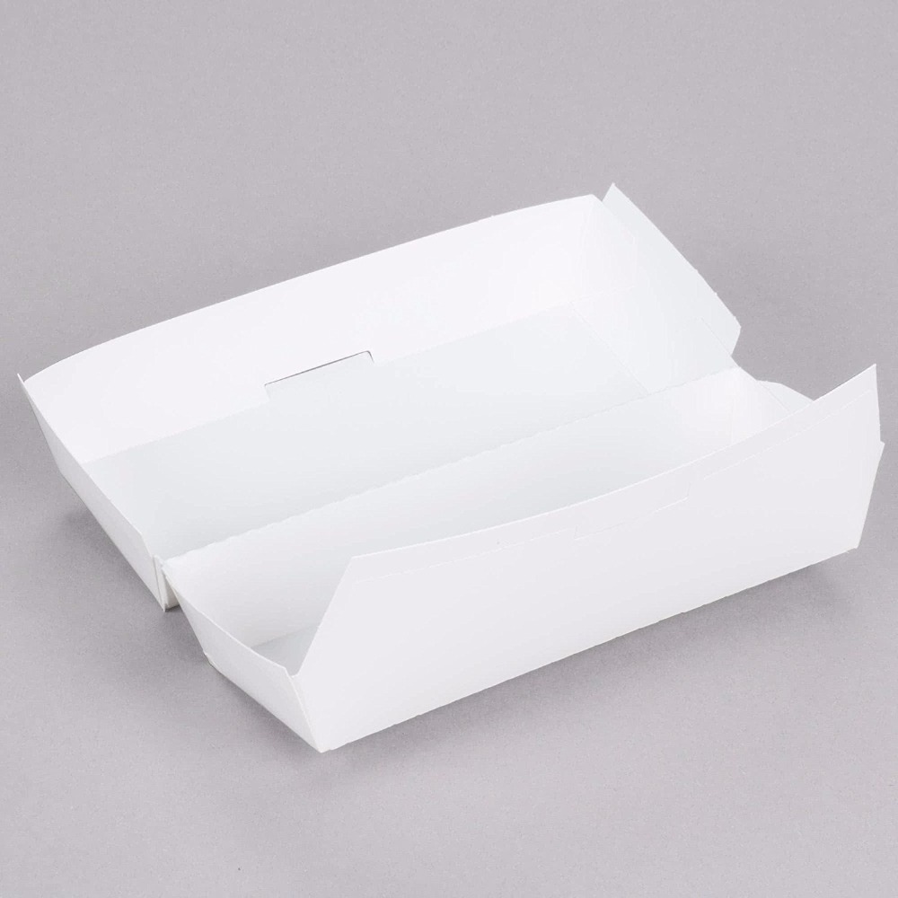 Wholesale Custom Clamshell Hot Dog Box Disposable Blank White Hinged Paper Hot Dog Tray