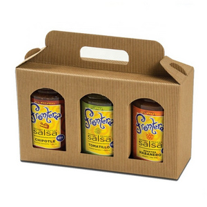 Custom Cardboard Empty Hot Sauce Packaging Paper Box Custom Gable Top &Other Milk Packaging gable box with window