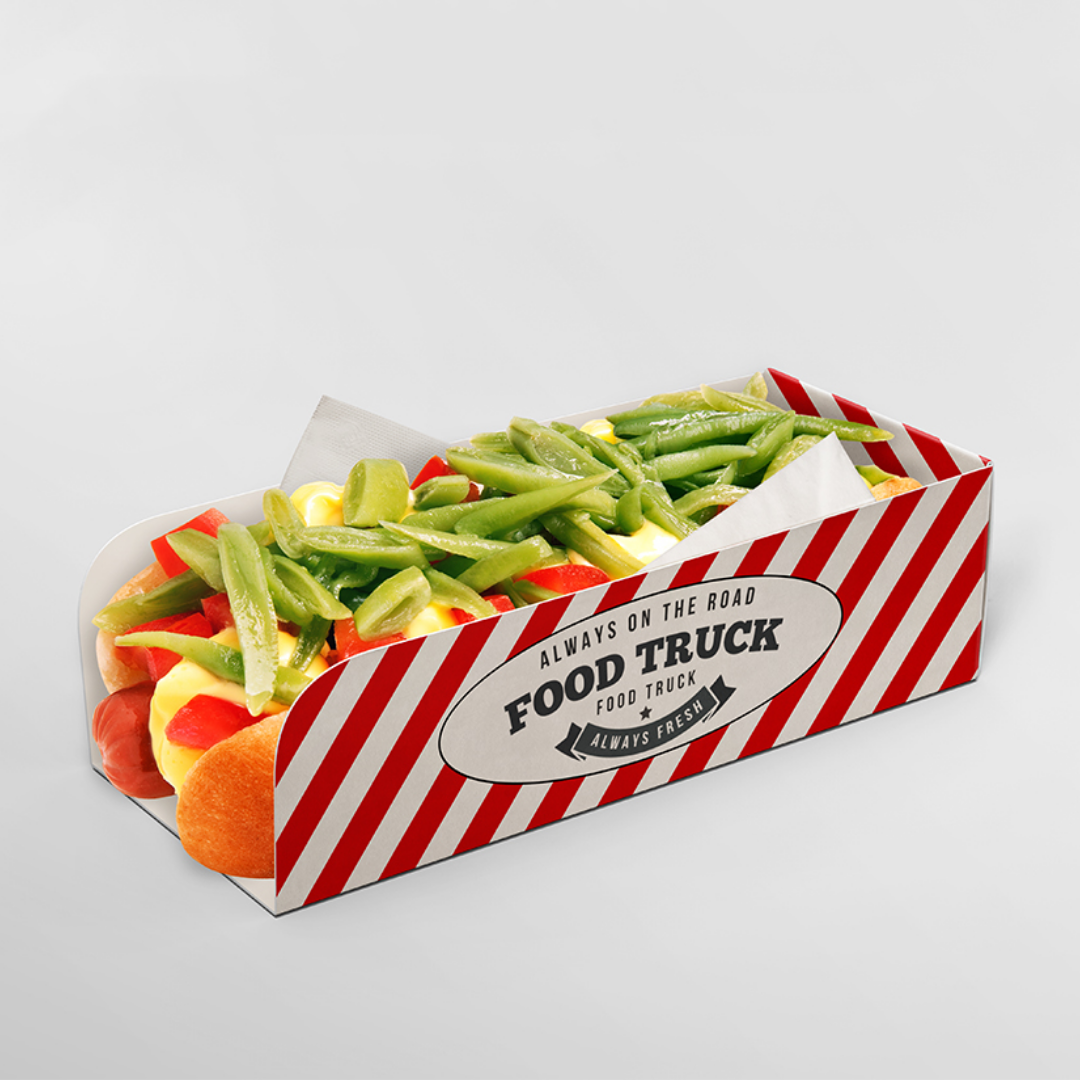 Wholesale Custom Clamshell Hot Dog Box Disposable Blank White Hinged Paper Hot Dog Tray