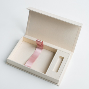 luxury velvet wedding invitation card gift box with satin silk