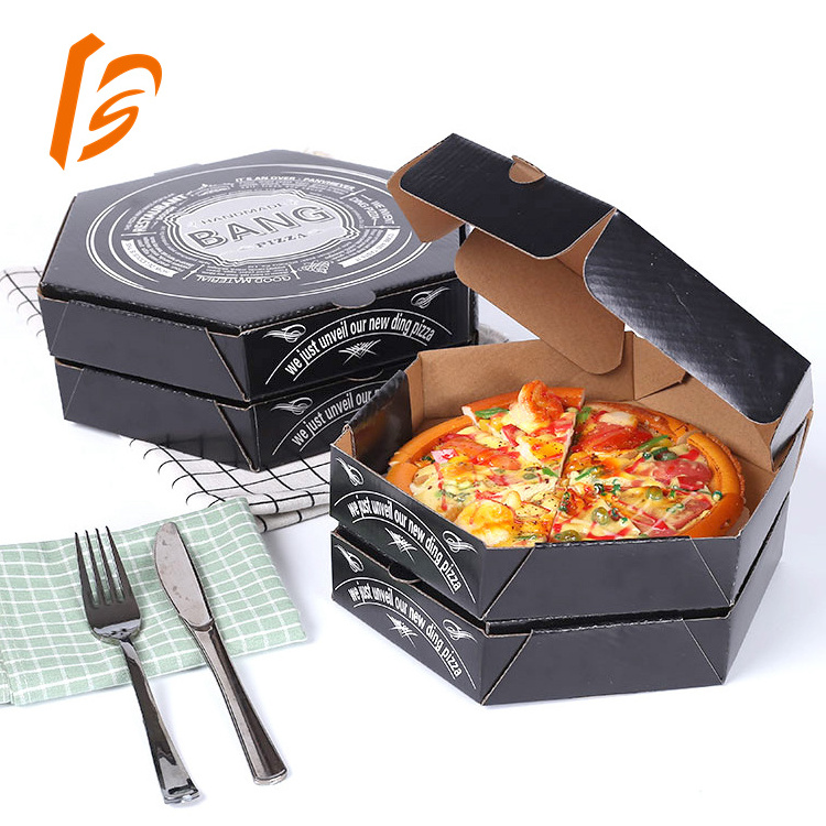 Biodegradable Black Corrugated Pizza Motorcycle Packaging Frozen Printed Delivery Pizza 10 11 18 Inch Box