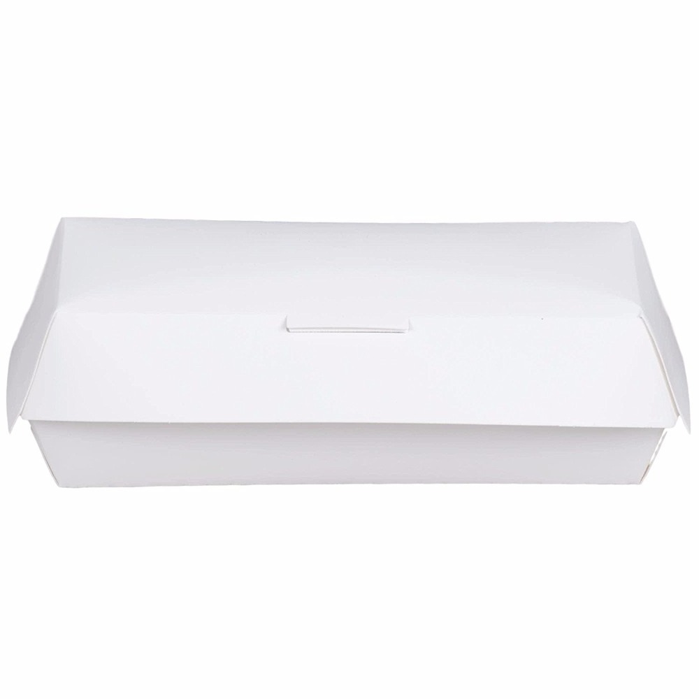 Wholesale Custom Clamshell Hot Dog Box Disposable Blank White Hinged Paper Hot Dog Tray