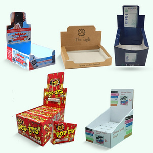 Custom 350G White Cardboard Retail Display Boxes Empty  Glossy Matte Varnish Shelf Ready Counter Top PDQ Paper Box Packaging Box