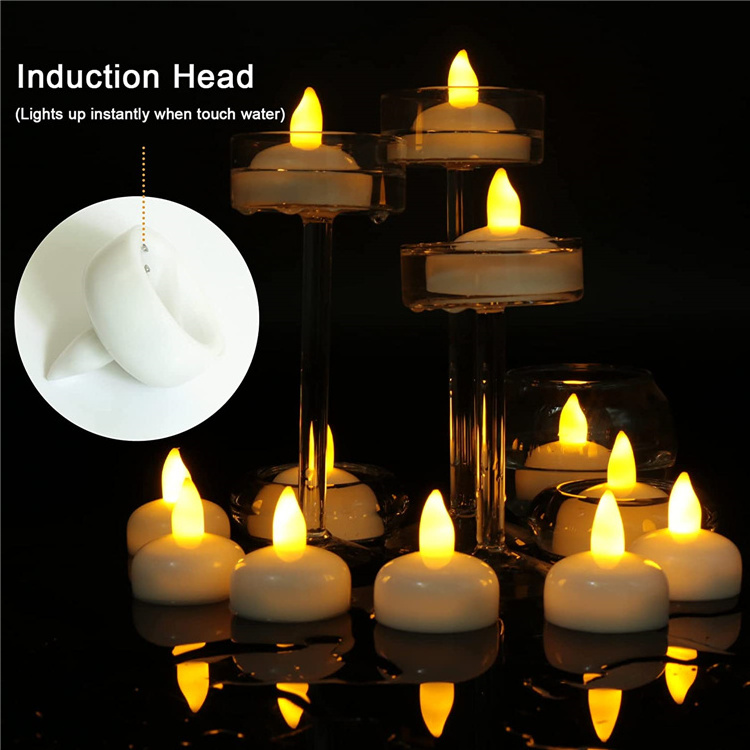 Water Activated Sensor LED Flameless Flickering Tea Lights for Wedding Party Bathroom Pool SPA Aquarium Xmas Halloween