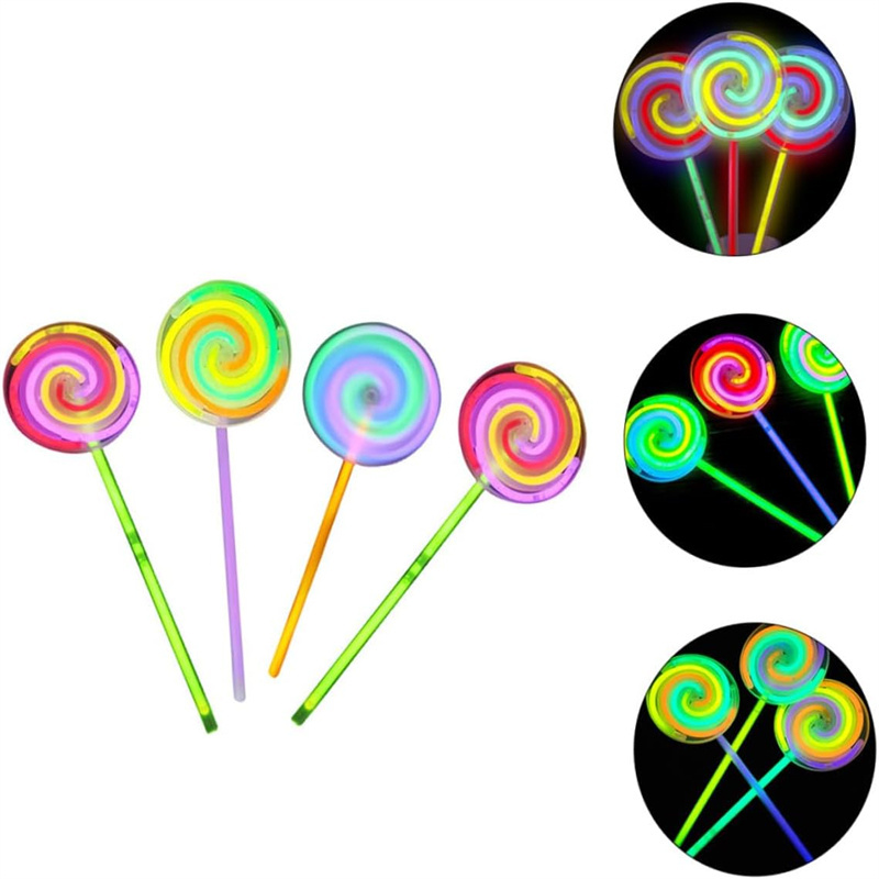 Light Up Lollipop Magic Wand Lollipop Glow Sticks Princess Fairy Wand Spinner Halloween Party Favor Birthday Gift Dress