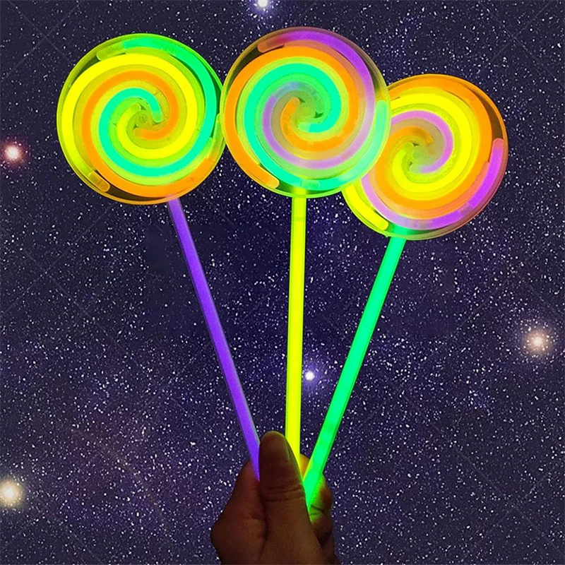 Light Up Lollipop Magic Wand Lollipop Glow Sticks Princess Fairy Wand Spinner Halloween Party Favor Birthday Gift Dress