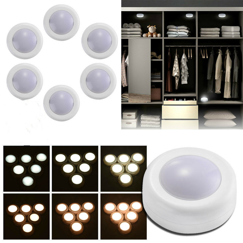 New Round Shape Wireless LED Puck Lights with Remote Control, Battery Powered Dimmable Kitchen Under Cabinet Lighting