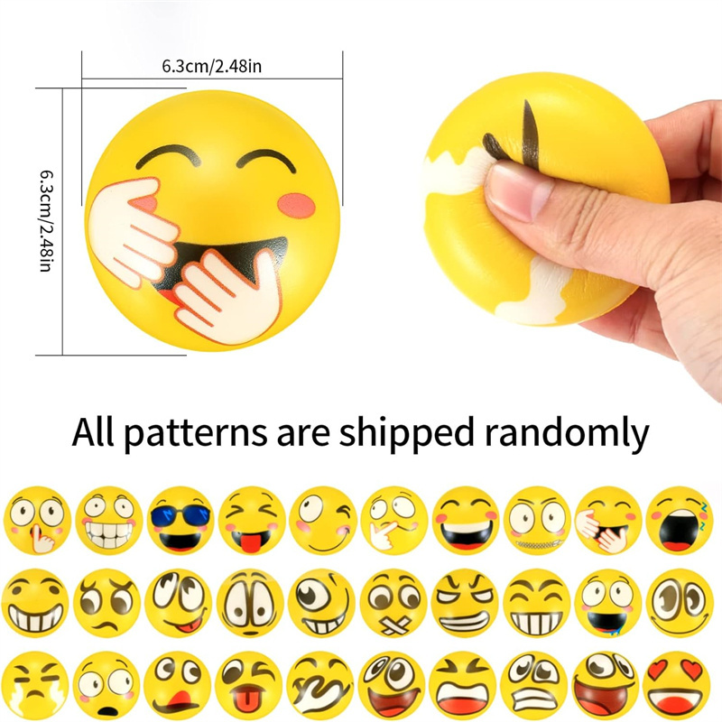 6.3cm Smile Face Foam Ball Squeeze Stress Ball Outdoor Sports Relief Toy Hand Wrist Exercise PU Toy Balls For Children