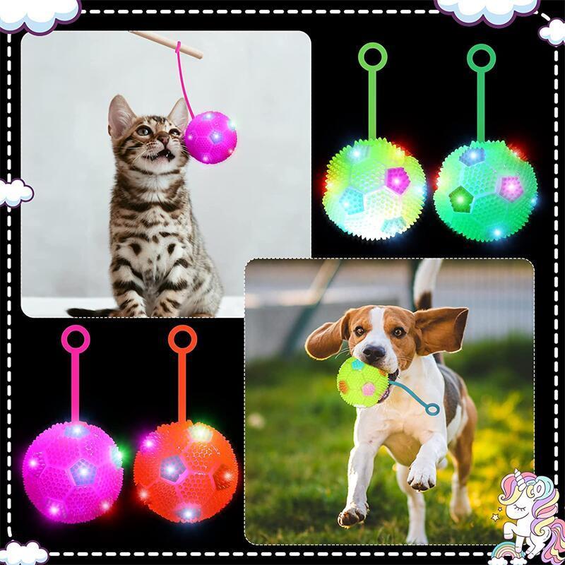 Bouncy Ball Toy Glowing Rubber Bouncing Ball with Rope Luminous Football Colorful Crystal Ball Kids Creative Luminous Toys