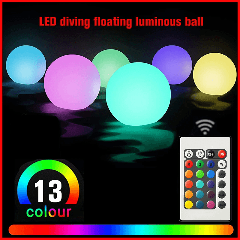 Swimming Pool Toys Flashing Beach Ball Glow 16'' LED 13 Colors Changing Inflatable Floating Light Up Ball With Remote