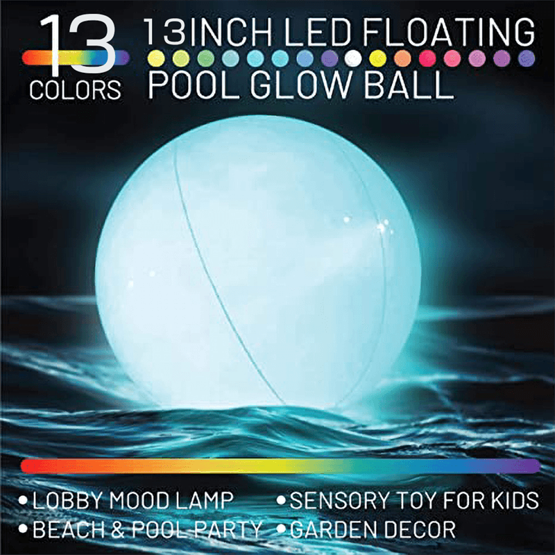 Swimming Pool Toys Flashing Beach Ball Glow 16'' LED 13 Colors Changing Inflatable Floating Light Up Ball With Remote