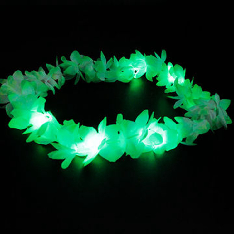 LED Hawaiian Lei Party Decoration Light Up Flower Leis For Hawaiian Luau Party Supplies Light Up Christmas Hawaii Lei Necklace