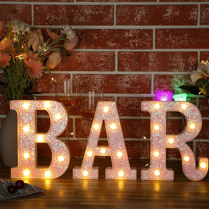 LED Lighted Alphabet Letters Luminous Number Lamp Decor for Home Wedding or Birthday Night Light Wall Stickers Light Christ